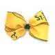 St. Ignatius (Yellow Gold) / Forest Green Pico Stitch Bow - 7 Inch